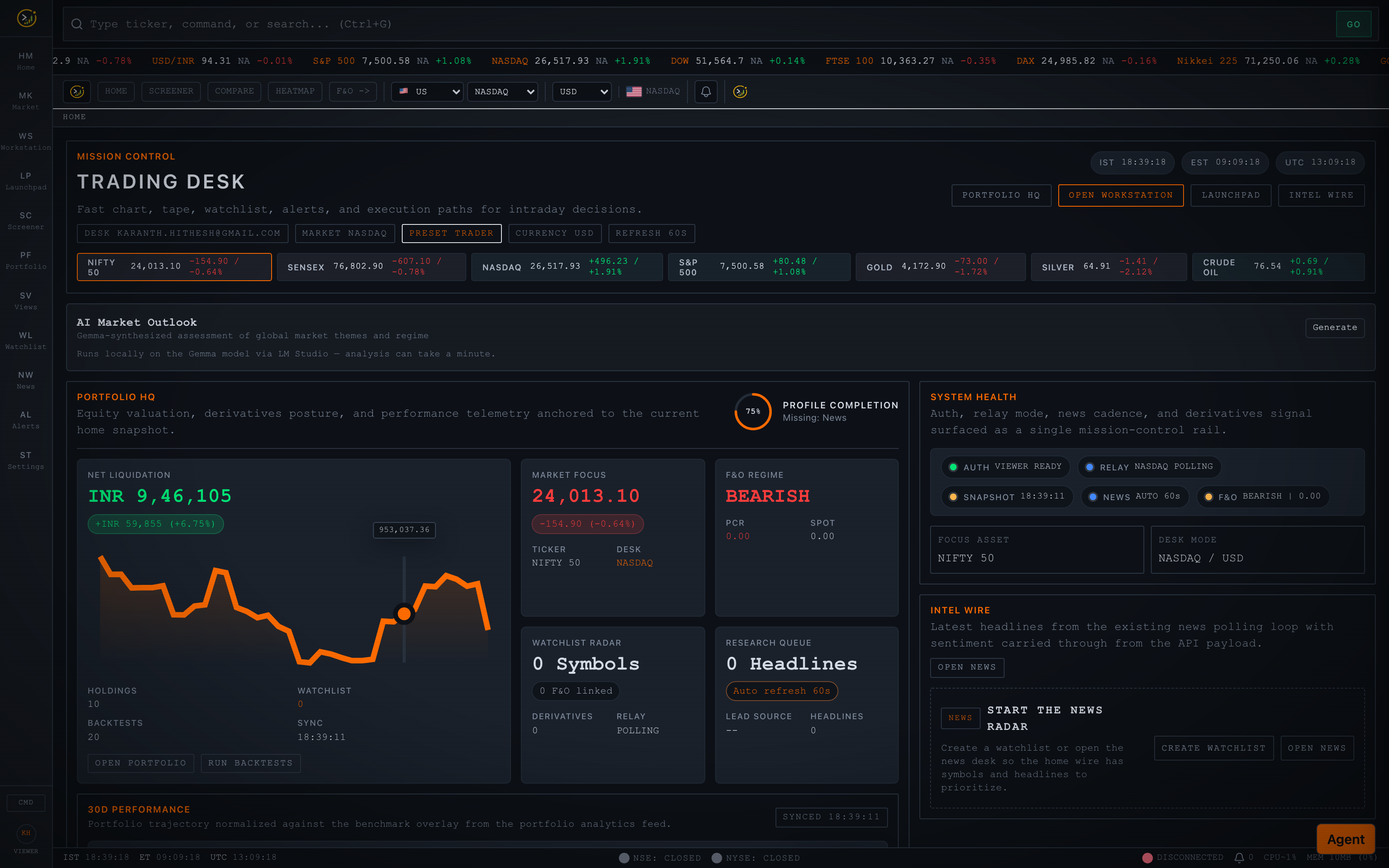 OpenTerminalUI workspace overview